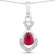 0.86 Carat Genuine Ruby and White Diamond 14K White Gold Pendant - Pendants - Custom Crafting Alliance, LLC