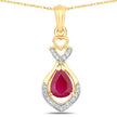 0.86 Carat Genuine Ruby and White Diamond 14K Yellow Gold Pendant - Pendants - Custom Crafting Alliance, LLC