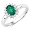 0.86 Carat Genuine Zambian Emerald and White Diamond 14K White Gold Ring - Rings - Custom Crafting Alliance, LLC