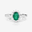 0.86 Carat Genuine Zambian Emerald and White Diamond 14K White Gold Ring - Rings - Custom Crafting Alliance, LLC