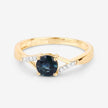 0.88 Carat Genuine Blue Sapphire and White Diamond 14K Yellow Gold Ring - Rings - Custom Crafting Alliance, LLC