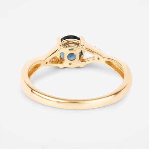 0.88 Carat Genuine Blue Sapphire and White Diamond 14K Yellow Gold Ring - Rings - Custom Crafting Alliance, LLC