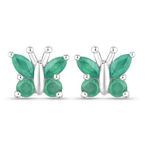 0.88 Carat Genuine Emerald .925 Sterling Silver Earrings - Earrings - Custom Crafting Alliance, LLC