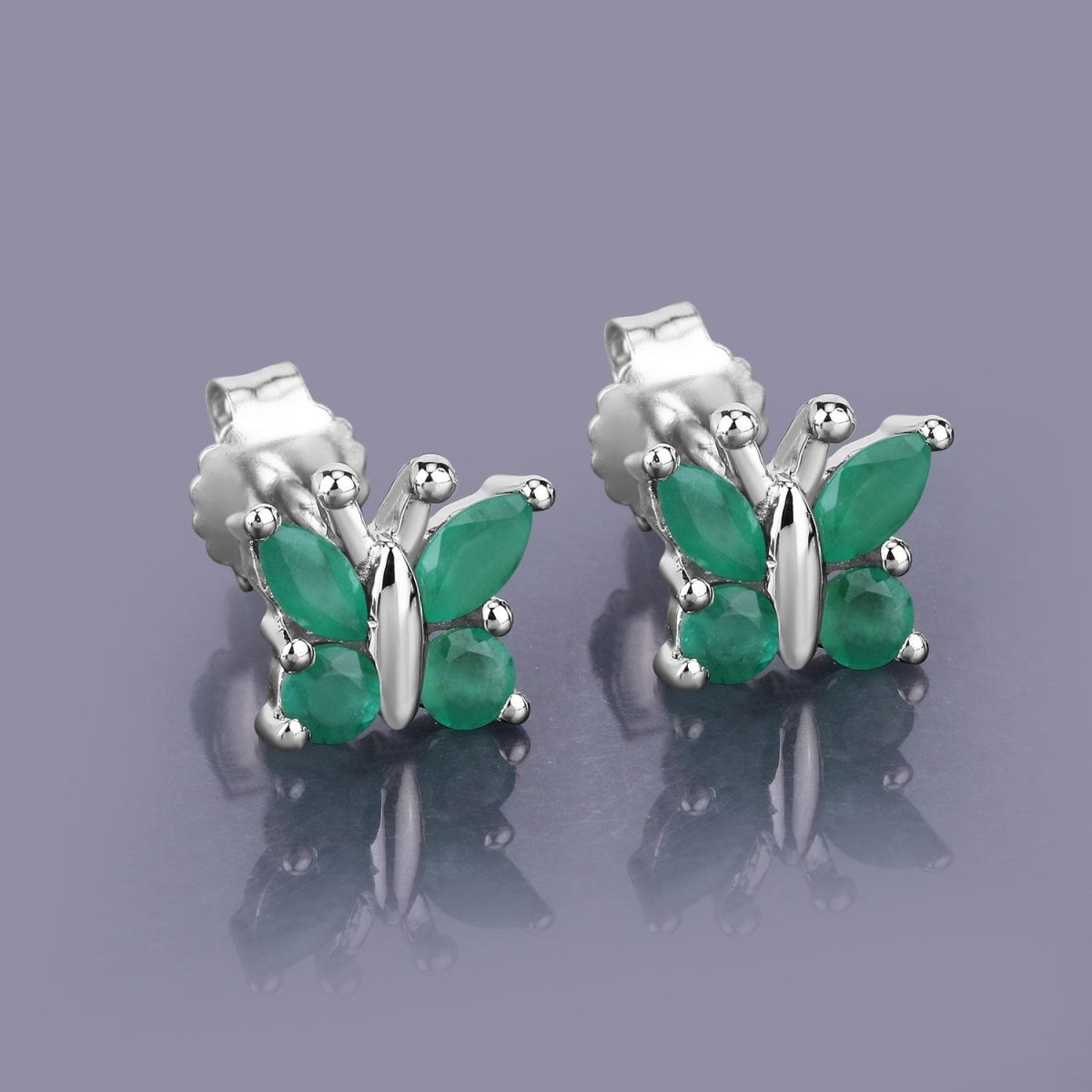 0.88 Carat Genuine Emerald .925 Sterling Silver Earrings - Earrings - Custom Crafting Alliance, LLC