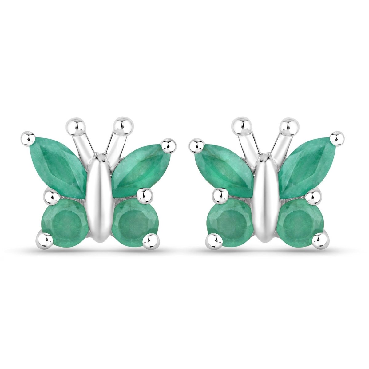 0.88 Carat Genuine Emerald .925 Sterling Silver Earrings - Earrings - Custom Crafting Alliance, LLC