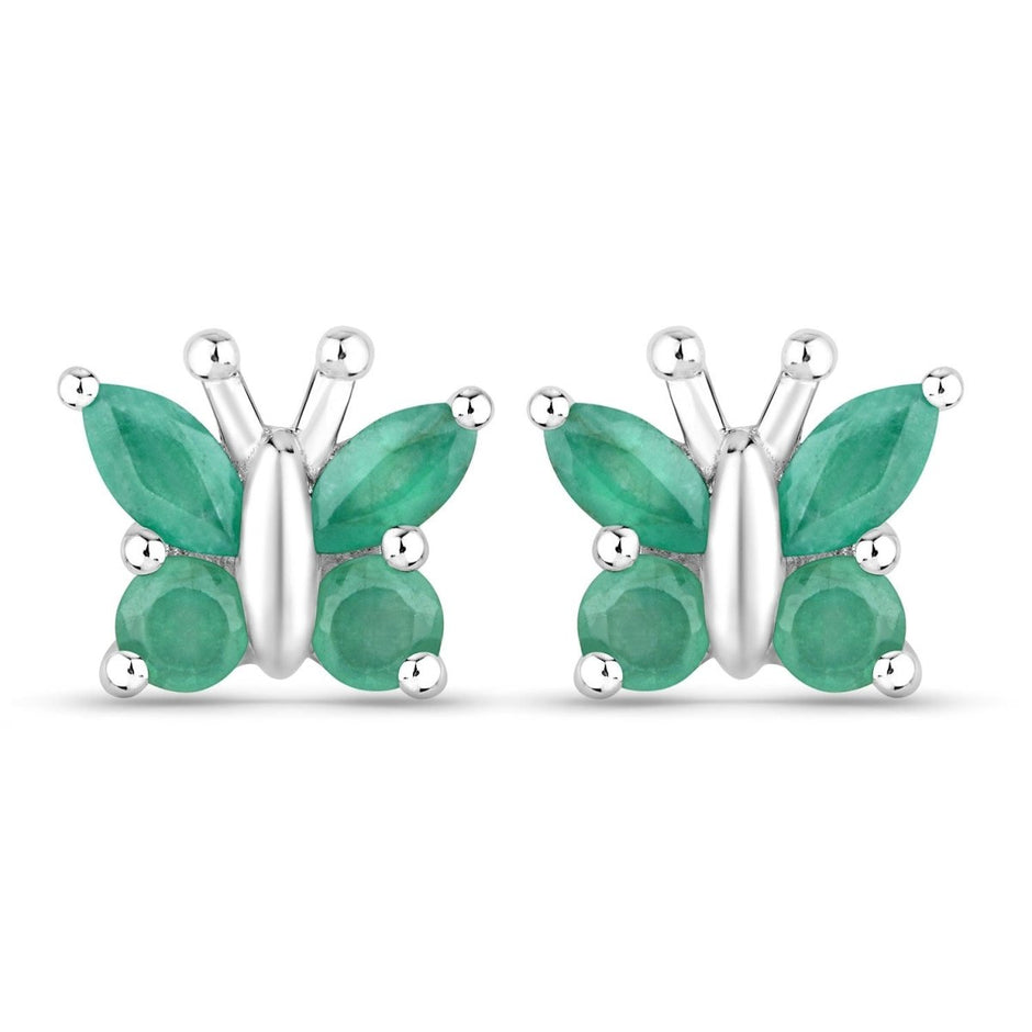 0.88 Carat Genuine Emerald .925 Sterling Silver Earrings - Earrings - Custom Crafting Alliance, LLC