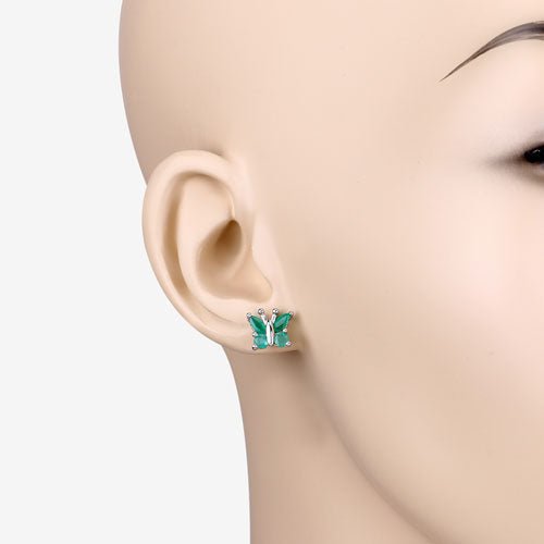 0.88 Carat Genuine Emerald .925 Sterling Silver Earrings - Earrings - Custom Crafting Alliance, LLC