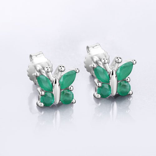 0.88 Carat Genuine Emerald .925 Sterling Silver Earrings - Earrings - Custom Crafting Alliance, LLC