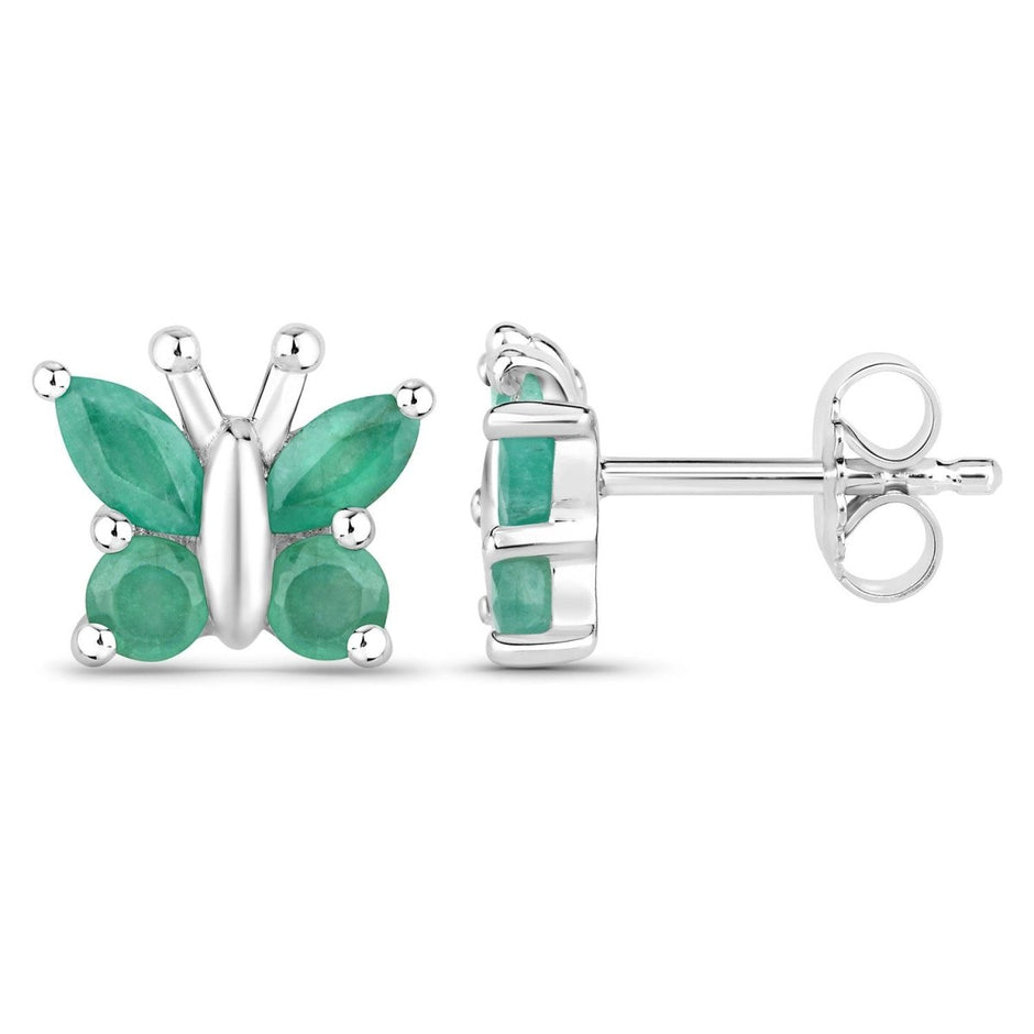 0.88 Carat Genuine Emerald .925 Sterling Silver Earrings - Earrings - Custom Crafting Alliance, LLC