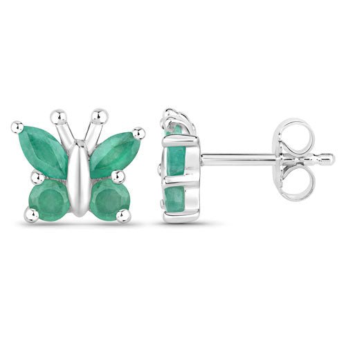 0.88 Carat Genuine Emerald .925 Sterling Silver Earrings - Earrings - Custom Crafting Alliance, LLC