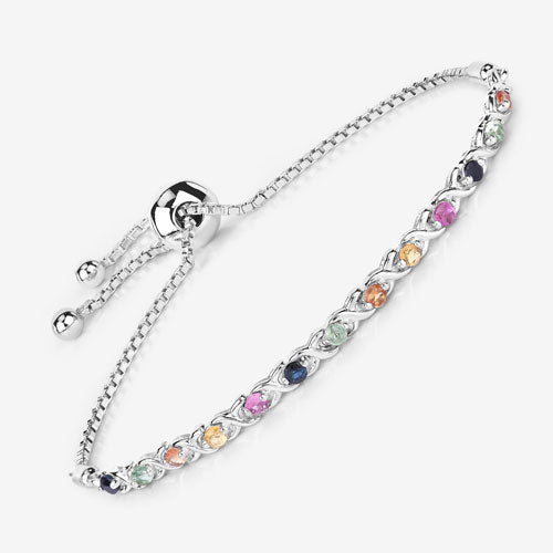 0.88 Carat Genuine Multi Sapphire .925 Sterling Silver Bracelet - Bracelets - Custom Crafting Alliance, LLC