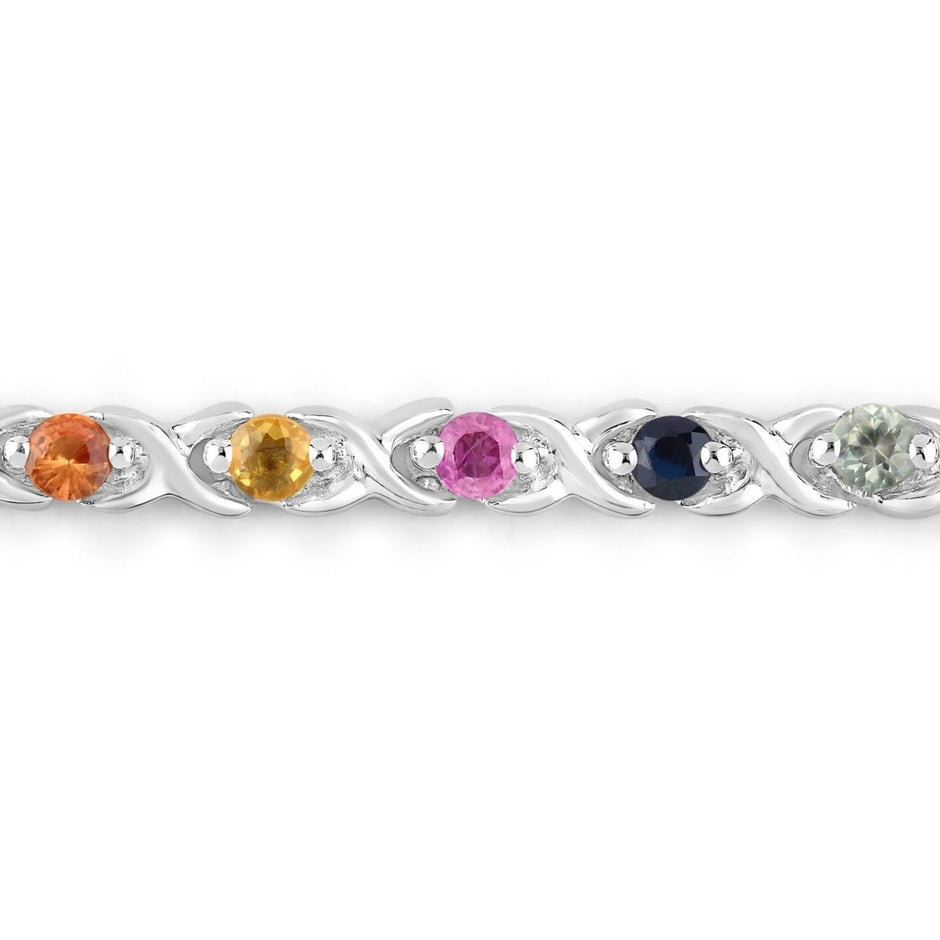 0.88 Carat Genuine Multi Sapphire .925 Sterling Silver Bracelet - Bracelets - Custom Crafting Alliance, LLC