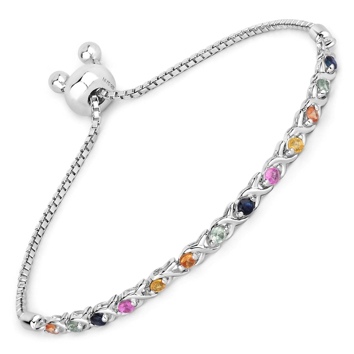 0.88 Carat Genuine Multi Sapphire .925 Sterling Silver Bracelet - Bracelets - Custom Crafting Alliance, LLC