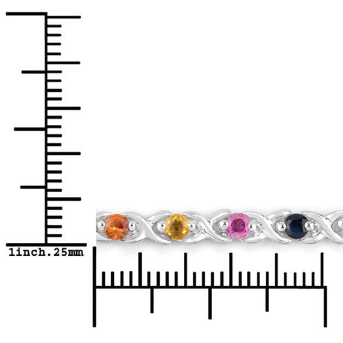 0.88 Carat Genuine Multi Sapphire .925 Sterling Silver Bracelet - Bracelets - Custom Crafting Alliance, LLC