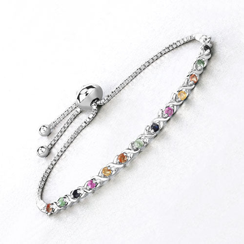 0.88 Carat Genuine Multi Sapphire .925 Sterling Silver Bracelet - Bracelets - Custom Crafting Alliance, LLC
