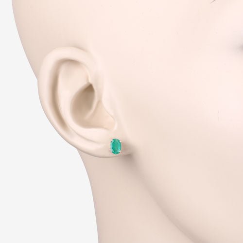 0.88 Carat Genuine Zambian Emerald 10K Yellow Gold Earrings - Earrings - Custom Crafting Alliance, LLC