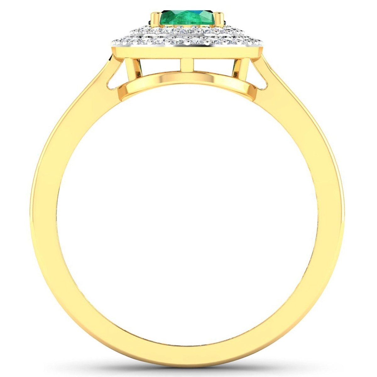 0.88 Carat Genuine Zambian Emerald and White Diamond 14K Yellow Gold Ring - Rings - Custom Crafting Alliance, LLC