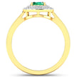 0.88 Carat Genuine Zambian Emerald and White Diamond 14K Yellow Gold Ring - Rings - Custom Crafting Alliance, LLC