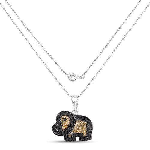0.89 Carat Genuine Black Diamond and Yellow Diamond .925 Sterling Silver Pendant - Pendants - Custom Crafting Alliance, LLC