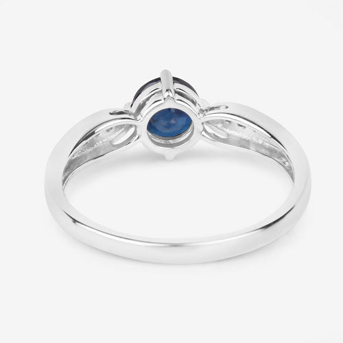 0.89 Carat Genuine Blue Sapphire and White Diamond 10K White Gold Ring - Rings - Custom Crafting Alliance, LLC