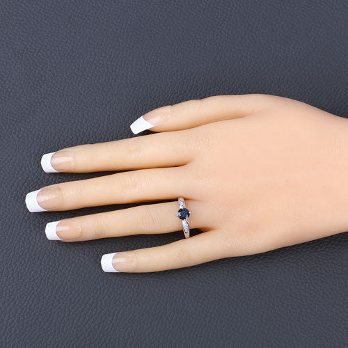 0.89 Carat Genuine Blue Sapphire and White Diamond 10K White Gold Ring - Rings - Custom Crafting Alliance, LLC