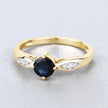 0.89 Carat Genuine Blue Sapphire and White Diamond 10K Yellow Gold Ring - Rings - Custom Crafting Alliance, LLC