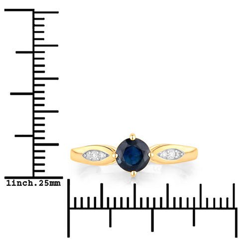 0.89 Carat Genuine Blue Sapphire and White Diamond 10K Yellow Gold Ring - Rings - Custom Crafting Alliance, LLC