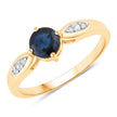 0.89 Carat Genuine Blue Sapphire and White Diamond 10K Yellow Gold Ring - Rings - Custom Crafting Alliance, LLC
