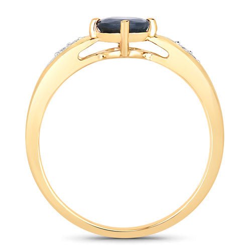 0.89 Carat Genuine Blue Sapphire and White Diamond 10K Yellow Gold Ring - Rings - Custom Crafting Alliance, LLC