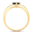 0.89 Carat Genuine Blue Sapphire and White Diamond 10K Yellow Gold Ring - Rings - Custom Crafting Alliance, LLC