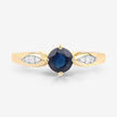 0.89 Carat Genuine Blue Sapphire and White Diamond 10K Yellow Gold Ring - Rings - Custom Crafting Alliance, LLC