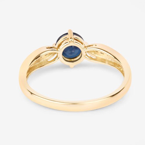 0.89 Carat Genuine Blue Sapphire and White Diamond 10K Yellow Gold Ring - Rings - Custom Crafting Alliance, LLC