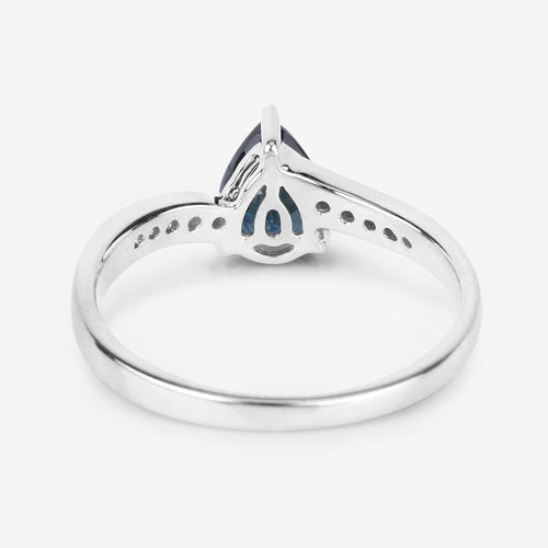 0.89 Carat Genuine Blue Sapphire and White Diamond 14K White Gold Ring - Rings - Custom Crafting Alliance, LLC