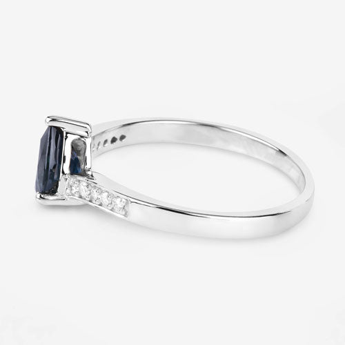 0.89 Carat Genuine Blue Sapphire and White Diamond 14K White Gold Ring - Rings - Custom Crafting Alliance, LLC