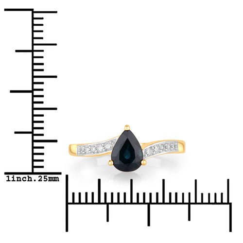 0.89 Carat Genuine Blue Sapphire and White Diamond 14K Yellow Gold Ring - Rings - Custom Crafting Alliance, LLC