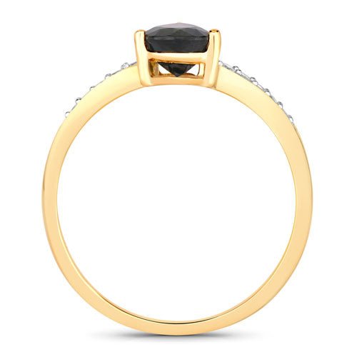 0.89 Carat Genuine Blue Sapphire and White Diamond 14K Yellow Gold Ring - Rings - Custom Crafting Alliance, LLC