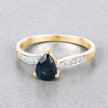 0.89 Carat Genuine Blue Sapphire and White Diamond 14K Yellow Gold Ring - Rings - Custom Crafting Alliance, LLC