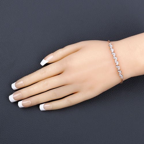 0.89 Carat Genuine Morganite and White Topaz .925 Sterling Silver Bracelet - Bracelets - Custom Crafting Alliance, LLC