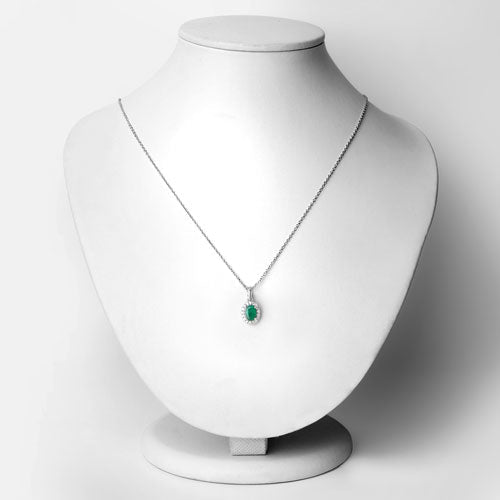 0.89 Carat Genuine Zambian Emerald and Lab Grown Diamond .925 Sterling Silver Pendant - Pendants - Custom Crafting Alliance, LLC
