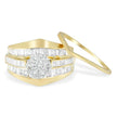 14K Yellow Gold 2-1/3 Cttw Diamond Cluster Channel Set Chevron Shaped Band Engagement Ring & Wedding Band Set (H-I Color, SI1-SI2 Clarity)- Size 5