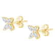 14K White Gold 1/2 Cttw Marquise Diamond 8 Stone Floral Leaf Stud Earrings (H-I Color, SI1-SI2 Clarity)