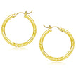 14k Yellow Gold Diamond Cut Hoop Earrings (25mm)