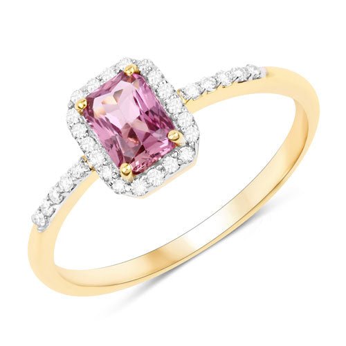 0.90 Carat Genuine Pink Sapphire and White Diamond 14K Yellow Gold Ring - Rings - Custom Crafting Alliance, LLC
