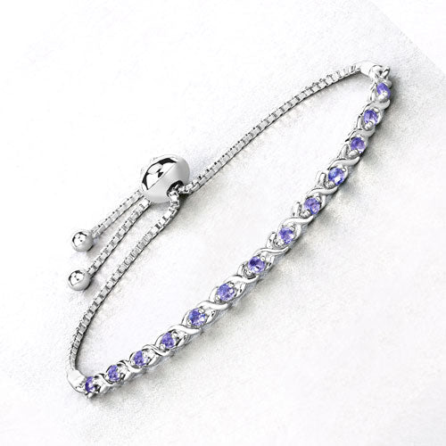0.91 Carat Genuine Tanzanite .925 Sterling Silver Bracelet - Bracelets - Custom Crafting Alliance, LLC