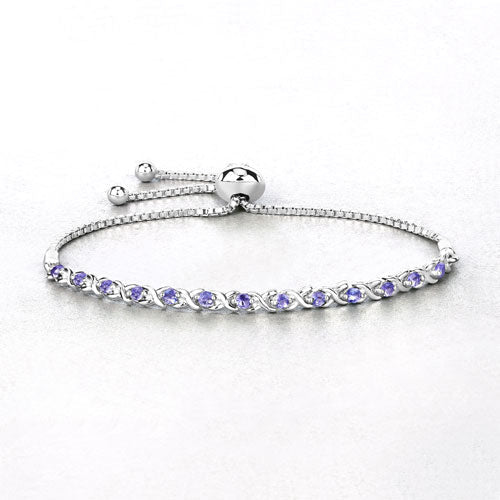 0.91 Carat Genuine Tanzanite .925 Sterling Silver Bracelet - Bracelets - Custom Crafting Alliance, LLC