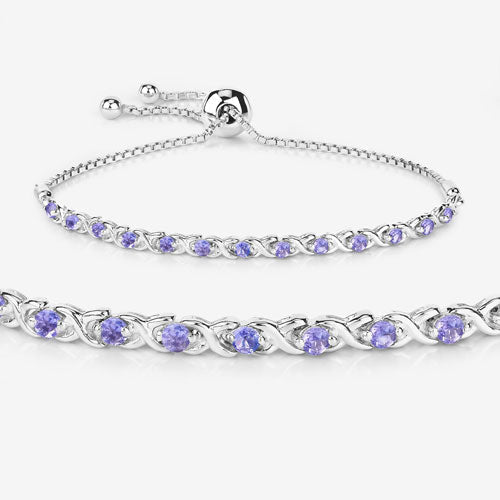 0.91 Carat Genuine Tanzanite .925 Sterling Silver Bracelet - Bracelets - Custom Crafting Alliance, LLC