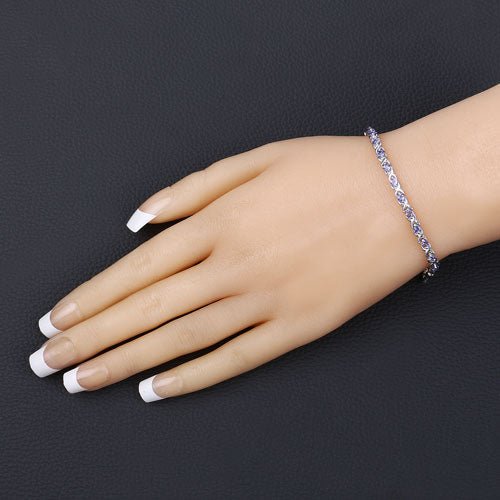 0.91 Carat Genuine Tanzanite .925 Sterling Silver Bracelet - Bracelets - Custom Crafting Alliance, LLC