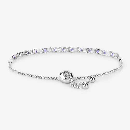 0.91 Carat Genuine Tanzanite .925 Sterling Silver Bracelet - Bracelets - Custom Crafting Alliance, LLC
