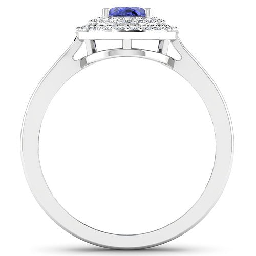 0.91 Carat Genuine Tanzanite and White Diamond 14K White Gold Ring - Rings - Custom Crafting Alliance, LLC