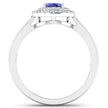 0.91 Carat Genuine Tanzanite and White Diamond 14K White Gold Ring - Rings - Custom Crafting Alliance, LLC